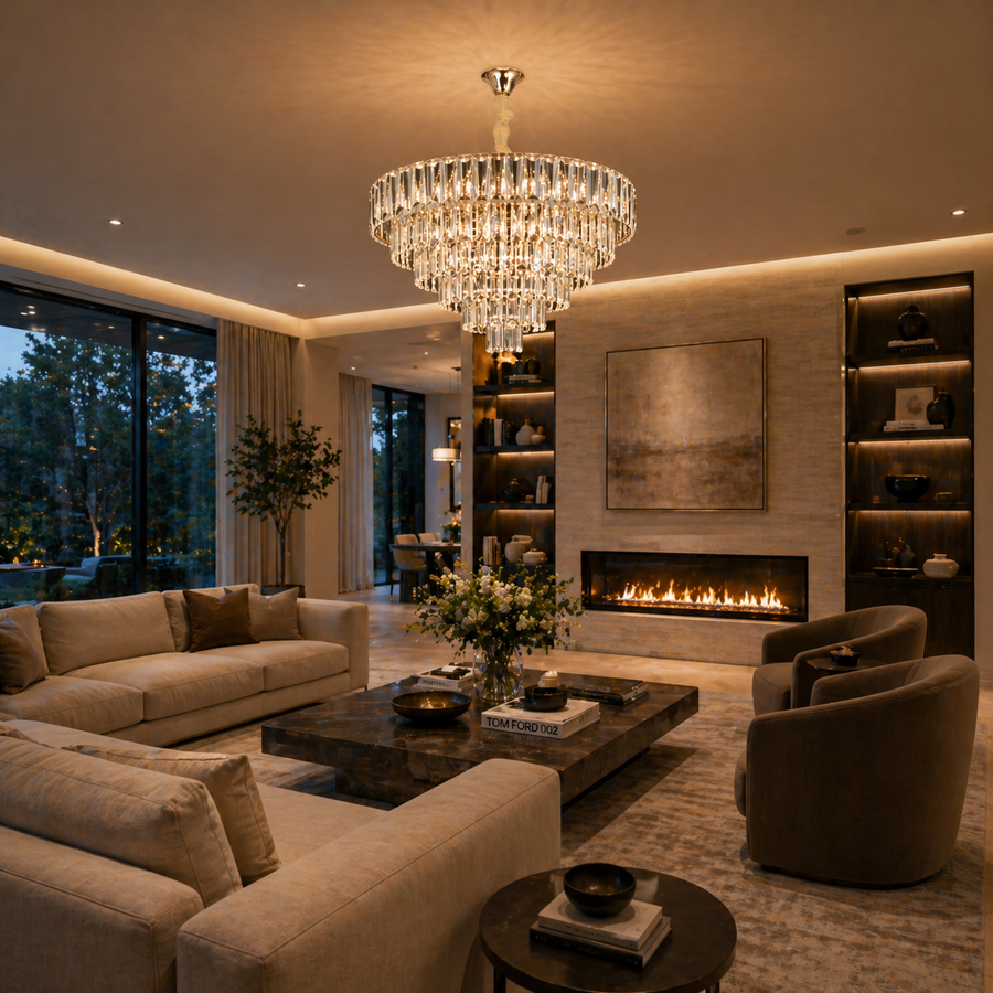 Crystal Chandelier VALMONT Magno 12xE14, D60 cm, Χρυσό, Ρυθμιζόμενο Ύψος, Μεταλλικοί και Κρυστάλλινοι Πολυέλαιοι Προεπιλεγμένος τίτλος Alessandro Design