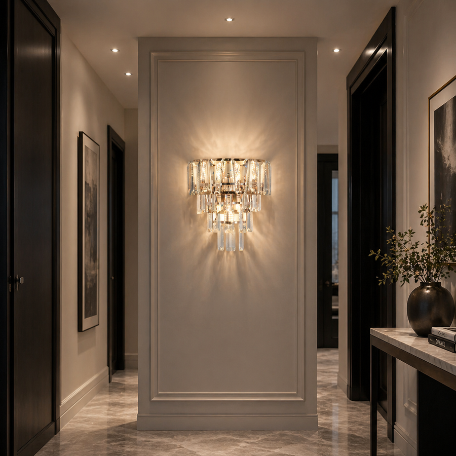 Crystal Chandelier VELMONT 3xE14, 26 cm, Gold, Ρυθμιζόμενο Ύψος, Metal and Crystal Crystal Chandeliers Προεπιλεγμένος τίτλος Alessandro Design