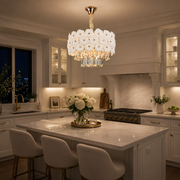 Crystal Chandelier PETAL Nobile 6xE14, D40 cm, Χρυσό, Ρυθμιζόμενο ύψος, Metal and Crystal Crystal Chandeliers Προεπιλεγμένος τίτλος Alessandro Design