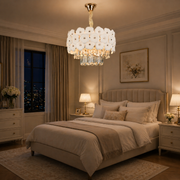 Crystal Chandelier PETAL Nobile 6xE14, D40 cm, Χρυσό, Ρυθμιζόμενο ύψος, Metal and Crystal Crystal Chandeliers Προεπιλεγμένος τίτλος Alessandro Design