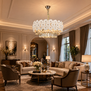 Crystal Chandelier PETAL Eleganza 9xE14, D50 cm, Gold, Ρυθμιζόμενο ύψος, Μεταλλικοί και Κρυστάλλινοι Πολυέλαιοι Προεπιλεγμένος Τίτλος Alessandro Design