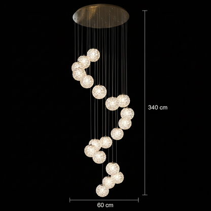 Πολυέλαιος Crystal MILLE, 18xG9, Διάμετρος 60cm x Ύψος 340cm, Κρύσταλλο και μέταλλο, Χρυσός