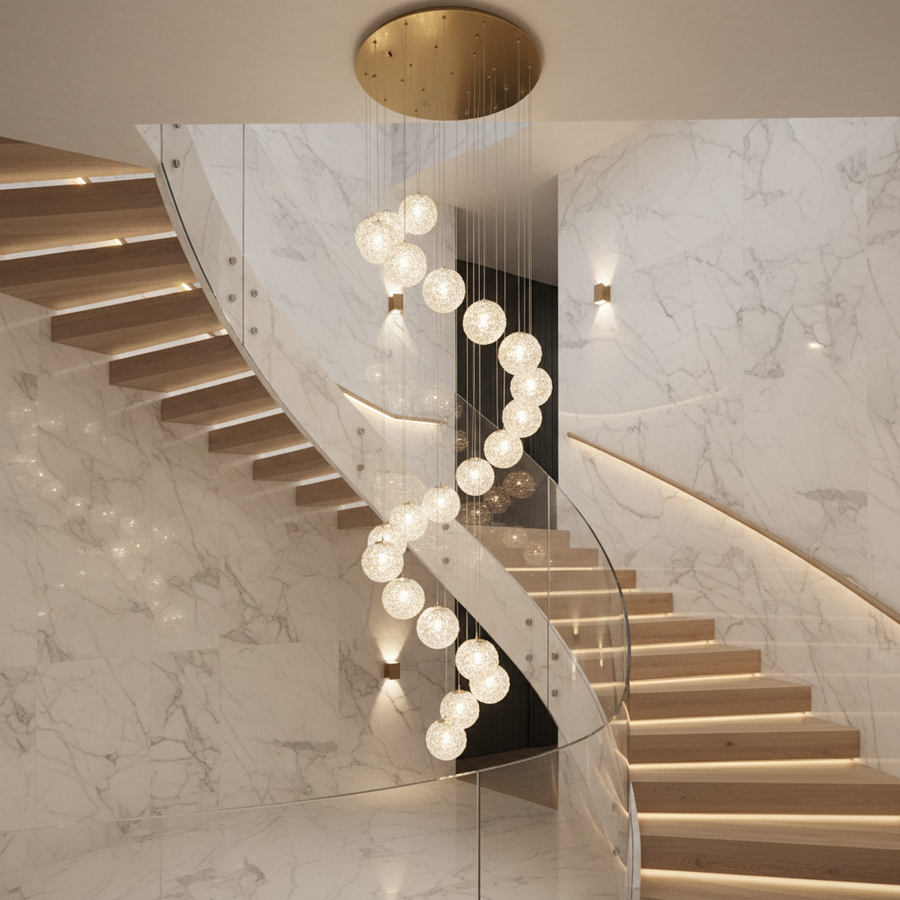 Πολυέλαιος Crystal MILLE, 18xG9, Διάμετρος 60cm x Ύψος 340cm, Κρύσταλλο και μέταλλο, Χρυσός