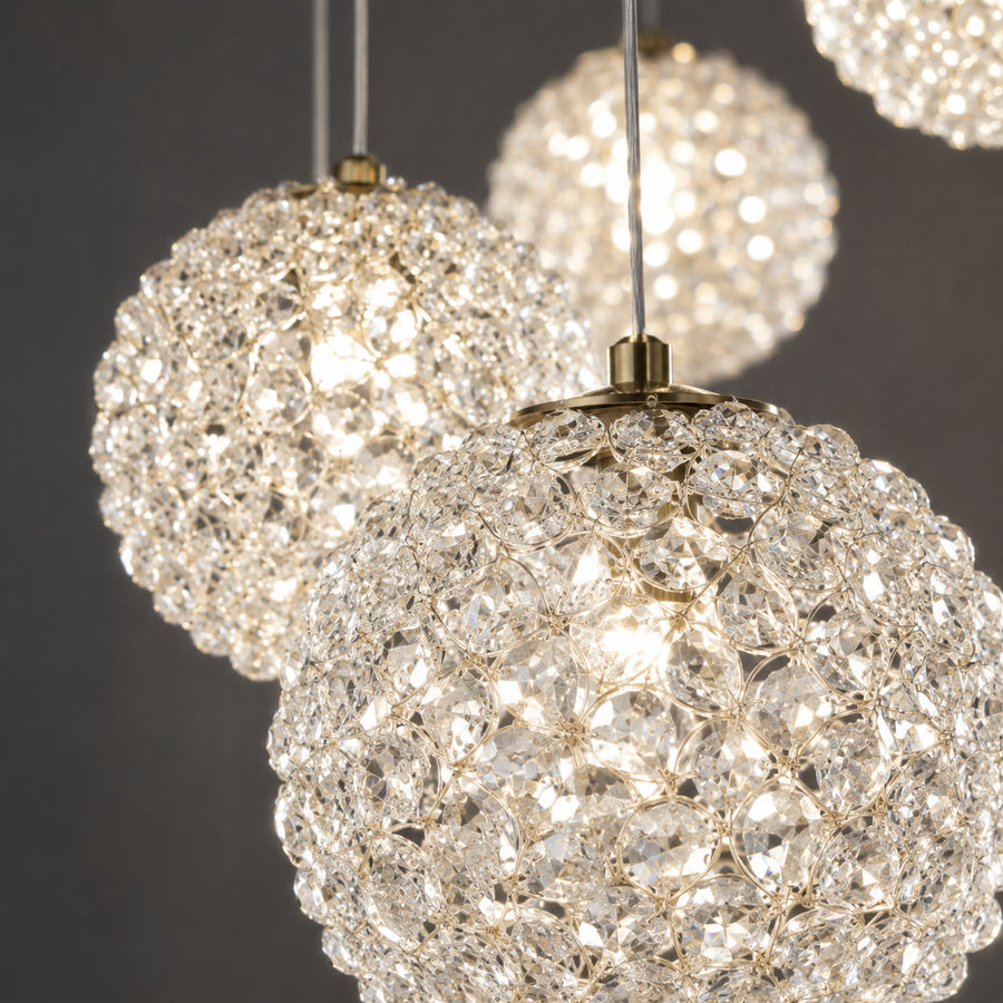 Πολυέλαιος Crystal MILLE, 18xG9, Διάμετρος 60cm x Ύψος 340cm, Κρύσταλλο και μέταλλο, Χρυσός