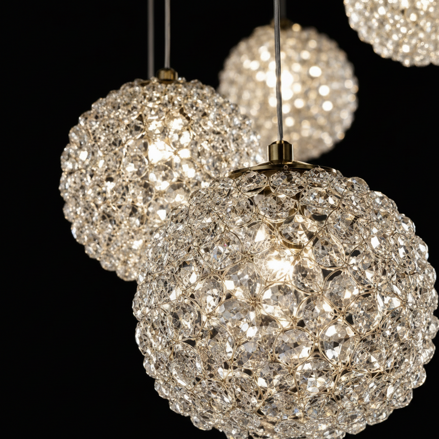 Πολυέλαιος Crystal MILLE, 7xG9, Διάμετρος 15cm x Ύψος 100cm, Κρύσταλλο και μέταλλο, Χρυσός