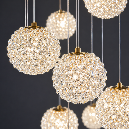 Πολυέλαιος Crystal MILLE, 18xG9, Διάμετρος 60cm x Ύψος 340cm, Κρύσταλλο και μέταλλο, Χρυσός
