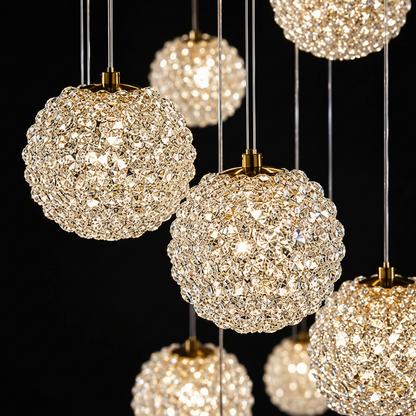 Πολυέλαιος Crystal MILLE, 7xG9, Διάμετρος 15cm x Ύψος 100cm, Κρύσταλλο και μέταλλο, Χρυσός