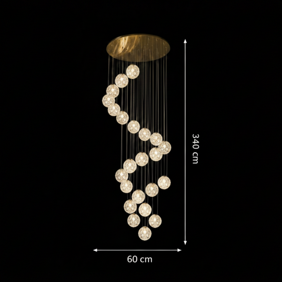 Πολυέλαιος Crystal MILLE, 25xG9, Διάμετρος 60cm x Ύψος 340cm, Κρύσταλλο και μέταλλο, Χρυσός