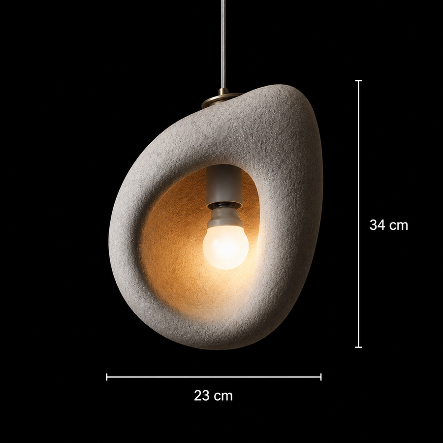 FOAMER Μοντέρνος Πολυέλαιος, 34 cm, Αναρτημένος, 1 X E27, Γκρι, Μεταλλικός και Αφρός, Ρυθμιζόμενο ύψος