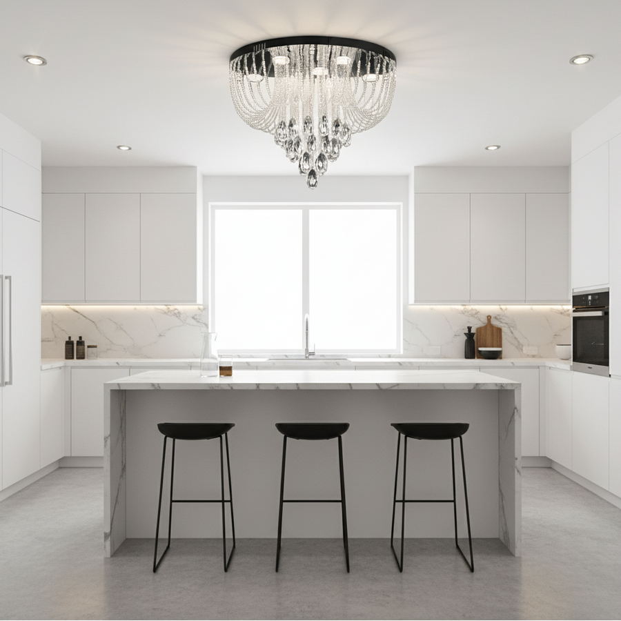 MAGE Crystal LED Chandelier Nobile, 22W, Ζεστό/Ουδέτερο/Ψυχρό φως, Διάμετρος 40cm, Γυαλιστερό χρώμιο