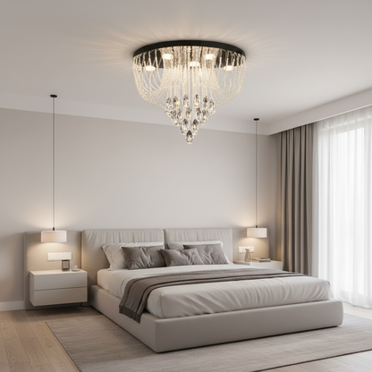 MAGE Crystal LED Chandelier Nobile, 22W, Ζεστό/Ουδέτερο/Ψυχρό φως, Διάμετρος 40cm, Γυαλιστερό χρώμιο