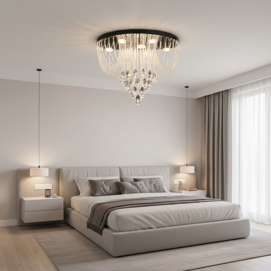 MAGE Crystal LED Chandelier Nobile, 22W, Ζεστό/Ουδέτερο/Ψυχρό φως, Διάμετρος 40cm, Γυαλιστερό χρώμιο
