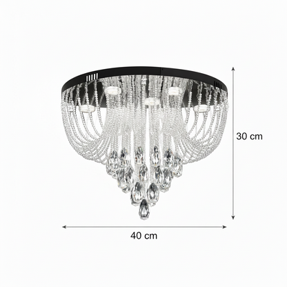 MAGE Crystal LED Chandelier Nobile, 22W, Ζεστό/Ουδέτερο/Ψυχρό φως, Διάμετρος 40cm, Γυαλιστερό χρώμιο