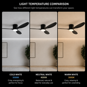 Πολυέλαιος VENTIS Fan LED με Τηλεχειριστήριο, 21 W, D80cm, Κρύο/Ουδέτερο/Ζεστό φως, Μαύρο