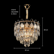Πολυέλαιος Nobile VELVET Crystal, 6xE14, D40 cm, Χρυσός, Ρυθμιζόμενο ύψος, Μέταλλο και Κρύσταλλο
