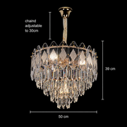 Crystal Chandelier VELVET Eleganza, 9xE14, D50 cm, Χρυσό, Ρυθμιζόμενο Ύψος, Μέταλλο και Κρύσταλλο