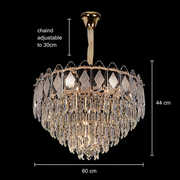 VELVET Crystal Chandelier Eleganza, 12xE14, D60 cm, Χρυσό, Ρυθμιζόμενο Ύψος, Μέταλλο και Κρύσταλλο