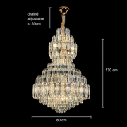 Πολυέλαιος VELVET Regalis Crystal, 29xE14, D80 cm, Χρυσός, Ρυθμιζόμενο ύψος, Μέταλλο και Κρύσταλλο