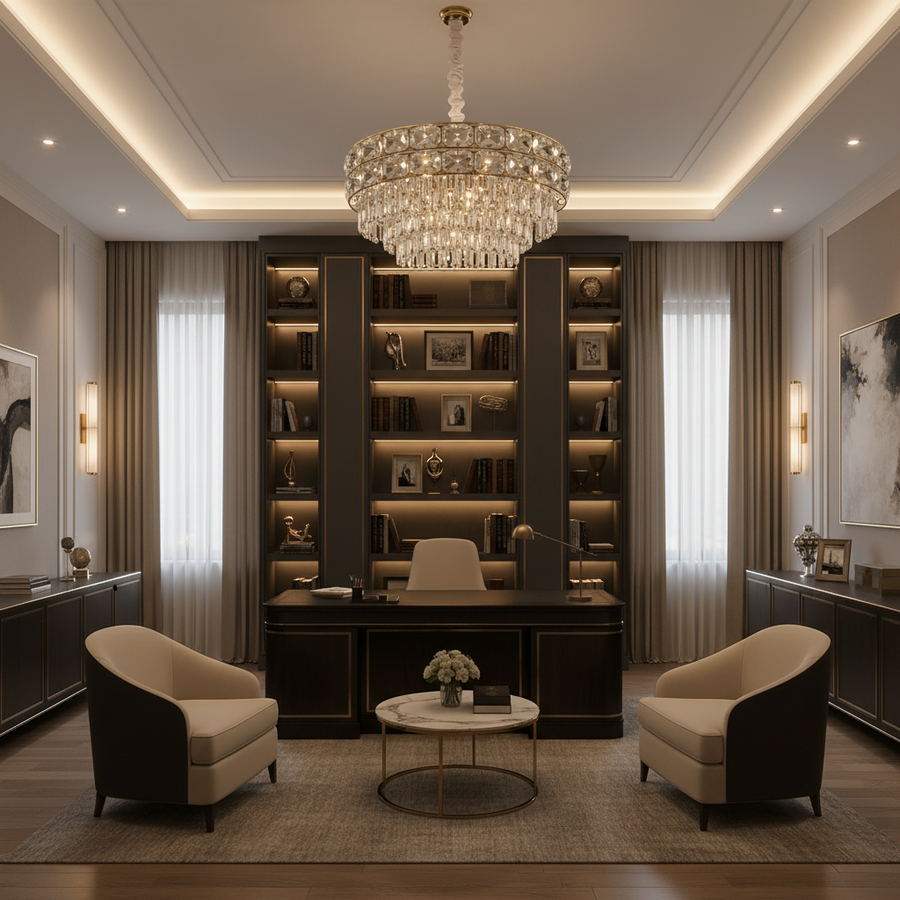 Crystal Chandelier LUCENT Nobile 4xE14, D40 cm, Χρυσό, Ρυθμιζόμενο Ύψος, Μέταλλο και Κρύσταλλο