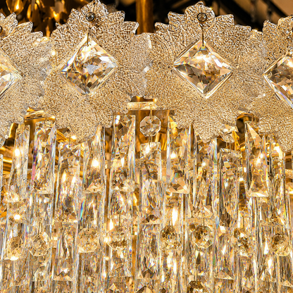 Crystal Chandelier FLEUR Supremo 14xE14, Μέγεθος 100x35 cm, Ύψος 35 cm, Γυαλιστερό Χρυσό, Ρυθμιζόμενο Ύψος, Κομψή σχεδίαση