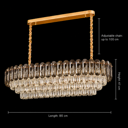 Crystal Chandelier AURUM Supremo 13xE14, Διαστάσεις 85x35cm, Ύψος 41cm, Γυαλιστερό Χρυσό, Ρυθμιζόμενο Ύψος, Κομψή σχεδίαση