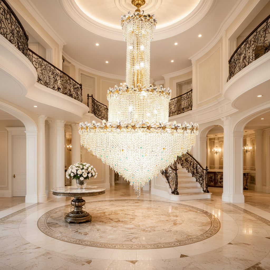 Crystal Candelabra BLOSSOM Supremo 48xE14, Χρυσό, Διάμετρος 150cm, Ρυθμιζόμενο ύψος Crystal Candelabra Προεπιλεγμένος τίτλος Alessandro Design