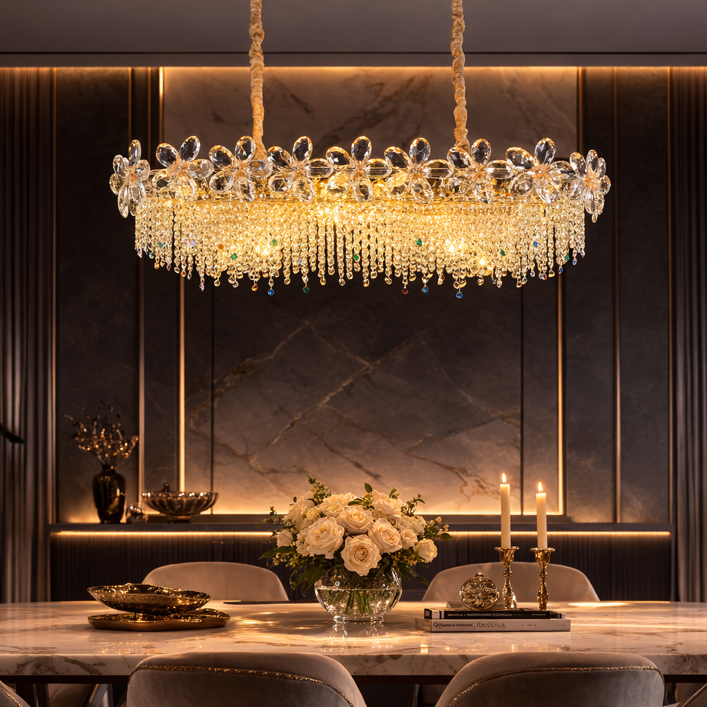 Crystal Chandelier 20xE14, BLOSSOM Imperio 100x40cm, Shiny Gold, Ρυθμιζόμενο ύψος, Metal and Crystal Crystal Chandeliers Προεπιλεγμένος τίτλος Alessandro Design