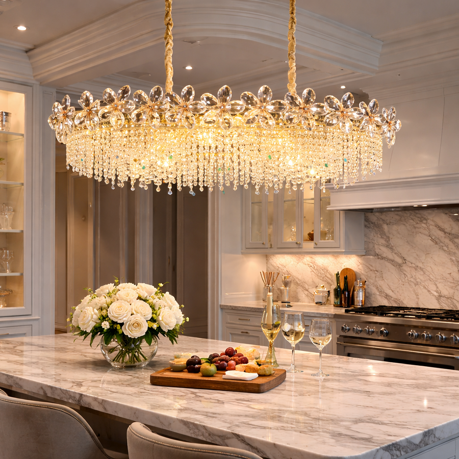 Crystal Chandelier 20xE14, BLOSSOM Imperio 100x40cm, Shiny Gold, Ρυθμιζόμενο ύψος, Metal and Crystal Crystal Chandeliers Προεπιλεγμένος τίτλος Alessandro Design