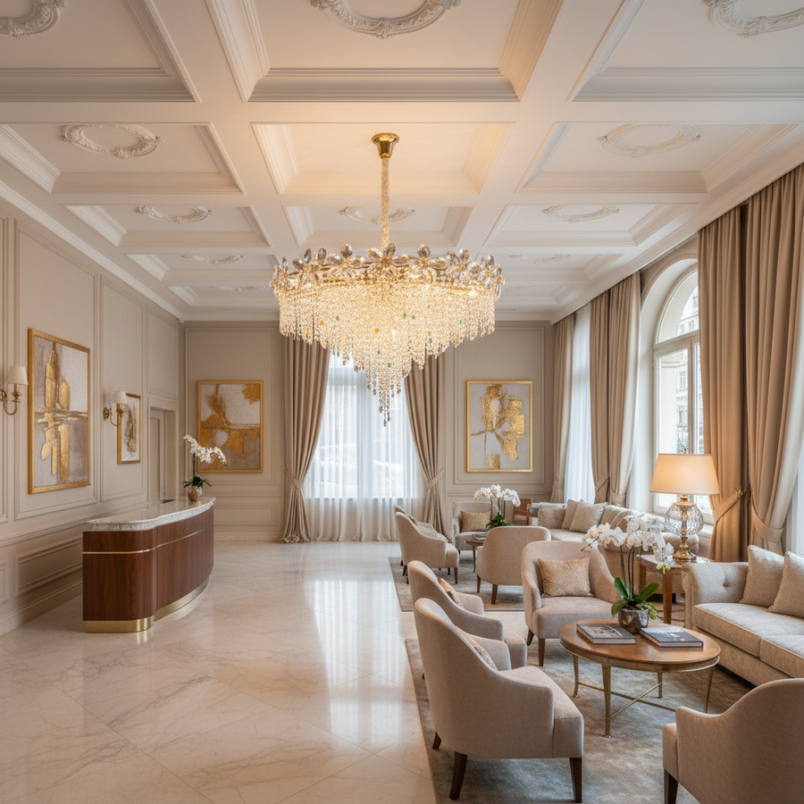 BLOSSOM Regalis Crystal Chandelier, 14xE14, 80cm, Shiny Gold, Ρυθμιζόμενο ύψος, Metal and Crystal Crystal Chandeliers Προεπιλεγμένος τίτλος Alessandro Design