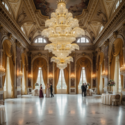 Crystal Chandelier PALACE Grande, 52 μπράτσα, 96xG9, Διάμετρος 150cm, Ύψος 230cm, Γυαλιστερό χρυσό, Ρυθμιζόμενο ύψος, Κομψή σχεδίαση Crystal Chandeliers Προεπιλεγμένος τίτλος Alessandro Design