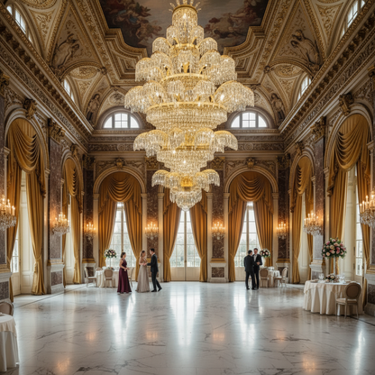 Crystal Chandelier PALACE Grande, 52 μπράτσα, 96xG9, Διάμετρος 150cm, Ύψος 230cm, Γυαλιστερό χρυσό, Ρυθμιζόμενο ύψος, Κομψή σχεδίαση Crystal Chandeliers Προεπιλεγμένος τίτλος Alessandro Design