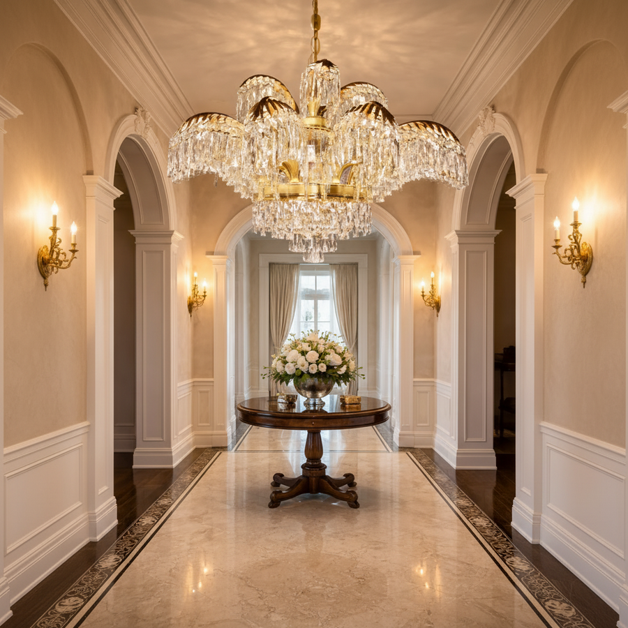 Crystal Chandelier PALACE Imperio, 15 βραχίονες, 22xG9, D98cm, Γυαλιστερό χρυσό, ρυθμιζόμενο ύψος, μεταλλικοί και κρυστάλλινοι πολυέλαιοι κρύσταλλοι Προεπιλεγμένος τίτλος Alessandro Design