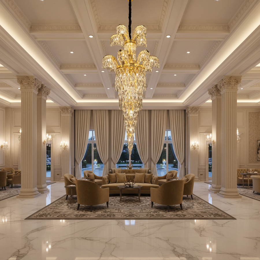 Κρυστάλλινος πολυέλαιος PALACE Regalis, 13 βραχίονες, 29xG9, D80cm, Γυαλιστερό χρυσό, ρυθμιζόμενο ύψος, μεταλλικοί και κρυστάλλινοι πολυέλαιοι Προεπιλεγμένος τίτλος Alessandro Design