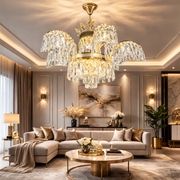 Crystal Chandelier PALACE, 6 μπράτσα, 12xG9, D69cm, Γυαλιστερό χρυσό, ρυθμιζόμενο ύψος, μεταλλικοί και κρυστάλλινοι πολυέλαιοι κρύσταλλοι Προεπιλεγμένος τίτλος Alessandro Design