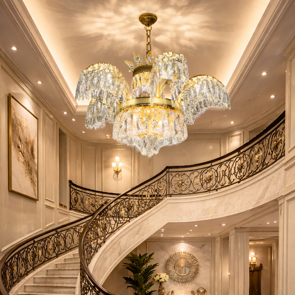 Crystal Chandelier PALACE, 6 μπράτσα, 12xG9, D69cm, Γυαλιστερό χρυσό, ρυθμιζόμενο ύψος, μεταλλικοί και κρυστάλλινοι πολυέλαιοι κρύσταλλοι Προεπιλεγμένος τίτλος Alessandro Design