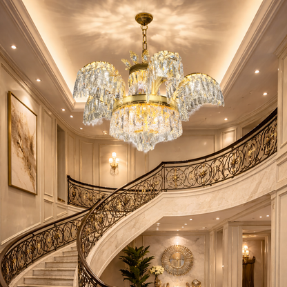 Crystal Chandelier PALACE, 6 μπράτσα, 12xG9, D69cm, Γυαλιστερό χρυσό, ρυθμιζόμενο ύψος, μεταλλικοί και κρυστάλλινοι πολυέλαιοι κρύσταλλοι Προεπιλεγμένος τίτλος Alessandro Design