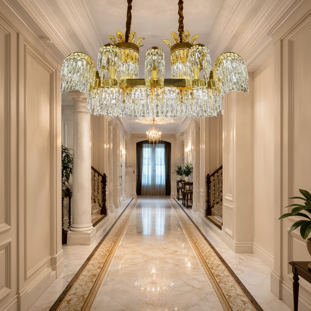 PALACE Grande Cristal Candelabra, 12 μπράτσα, 20xG9, 120cm, Γυαλιστερό χρυσό, Ρυθμιζόμενο ύψος, Metal and Crystal Cristal Candelabra Προεπιλεγμένος τίτλος Alessandro Design