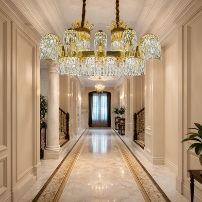 PALACE Grande Cristal Candelabra, 12 μπράτσα, 20xG9, 120cm, Γυαλιστερό χρυσό, Ρυθμιζόμενο ύψος, Metal and Crystal Cristal Candelabra Προεπιλεγμένος τίτλος Alessandro Design