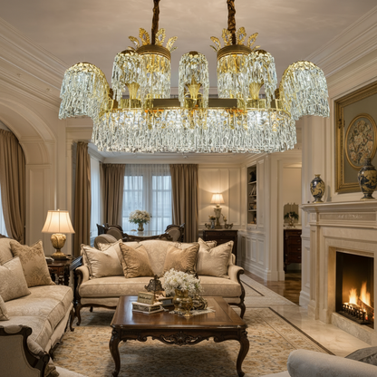 PALACE Grande Cristal Candelabra, 12 μπράτσα, 20xG9, 120cm, Γυαλιστερό χρυσό, Ρυθμιζόμενο ύψος, Metal and Crystal Cristal Candelabra Προεπιλεγμένος τίτλος Alessandro Design