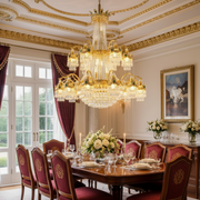 Crystal Chandelier, 31xE14, Διάμετρος 115cm, Ύψος 130cm, Γυαλιστερό χρυσό, Ρυθμιζόμενο ύψος, Κομψή σχεδίαση Crystal Chandelier Προεπιλεγμένος τίτλος Alessandro Design