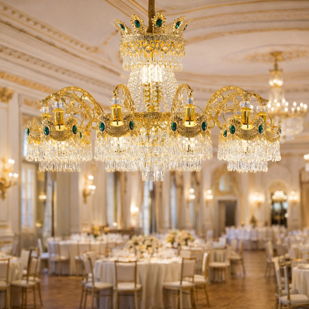 Crystal Chandelier 16xE14, D92cm, Shiny Gold, Ρυθμιζόμενο ύψος, Metal and Crystal Crystal Chandeliers Προεπιλεγμένος τίτλος Alessandro Design
