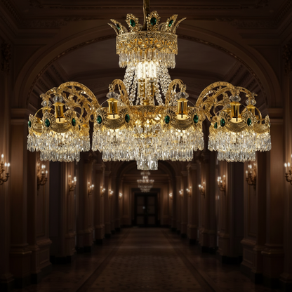 Crystal Chandelier 16xE14, D92cm, Shiny Gold, Ρυθμιζόμενο ύψος, Metal and Crystal Crystal Chandeliers Προεπιλεγμένος τίτλος Alessandro Design
