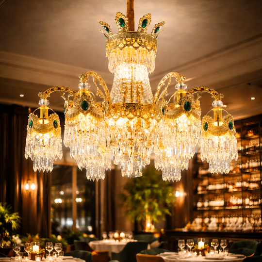 Crystal Chandelier 10xE14, D75cm, Shiny Gold, Ρυθμιζόμενο ύψος, Metal and Crystal Crystal Chandeliers Προεπιλεγμένος τίτλος Alessandro Design
