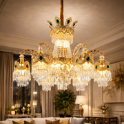 Crystal Chandelier 13xE14, D80cm, Shiny Gold, Ρυθμιζόμενο ύψος, Metal and Crystal Crystal Chandeliers Προεπιλεγμένος τίτλος Alessandro Design