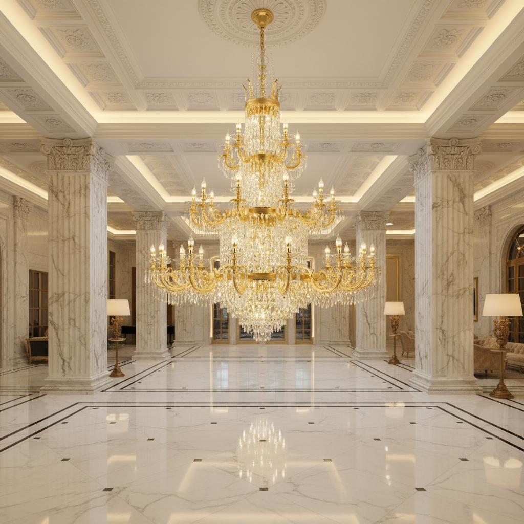 Crystal Chandelier, 54xE14, Διάμετρος 150cm, Ύψος 230cm, Γυαλιστερό χρυσό, Ρυθμιζόμενο ύψος, Κομψή σχεδίαση Crystal Chandelier Προεπιλεγμένος τίτλος Alessandro Design