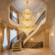 Crystal Chandelier, 54xE14, Διάμετρος 150cm, Ύψος 230cm, Γυαλιστερό χρυσό, Ρυθμιζόμενο ύψος, Κομψή σχεδίαση Crystal Chandelier Προεπιλεγμένος τίτλος Alessandro Design