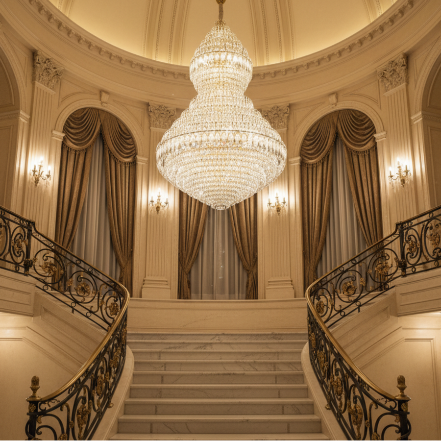 Supremo VELVET Crystal Chandelier, 69xE14, D150 cm, Χρυσό, Ρυθμιζόμενο Ύψος, Μέταλλο και Κρύσταλλο