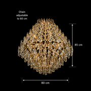 Πολυέλαιος KONIG Regalis Crystal, 15xE14, D80 cm, Χρυσός, Ρυθμιζόμενο Ύψος, Μέταλλο και Κρύσταλλο