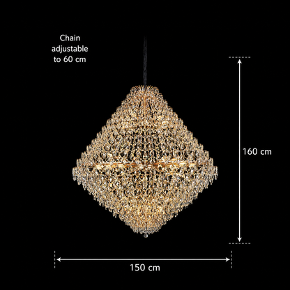 Πολυέλαιος KONIG Grande Supremo Crystal, 54xE14, D150 cm, Χρυσός, Ρυθμιζόμενο ύψος, Μέταλλο και Κρύσταλλο