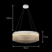 Κρυστάλλινος πολυέλαιος VOLNA Eleganza, 102W, D50cm, Ζεστό/Ουδέτερο/Ψυχρό φως, Λευκό, Μεταλλικό και Κρύσταλλο